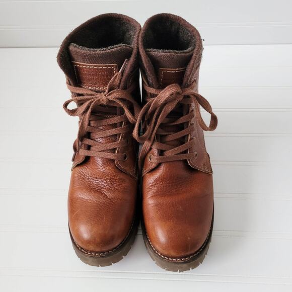 Bull Boxer Boots Size 9M Brown Leather Combat Carmen Lace Up Chunky Heel Lug - Picture 4 of 15